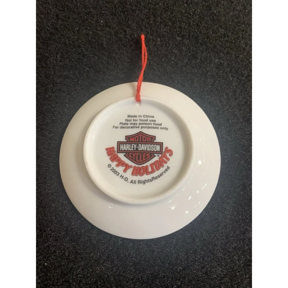 Harley Davidson Ornament Christmas Mini Plate 2003 Santa Claus Painting H1